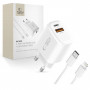 Tech-Protect NCA20 φορτιστής τοίχου USB-A / USB-C PD 20W / QC3.0 με καλώδιο USB-C / Lightning 100 cm, λευκός