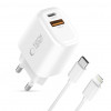 Tech-Protect NCA20 φορτιστής τοίχου USB-A / USB-C PD 20W / QC3.0 με καλώδιο USB-C / Lightning 100 cm, λευκός