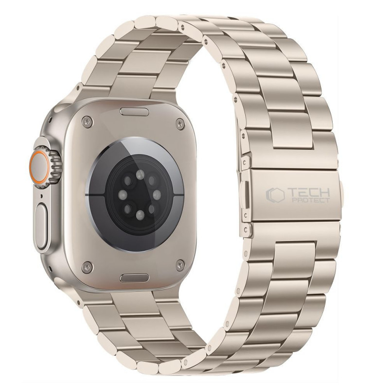 Tech-Protect Ανοξείδωτο ατσάλινο λουράκι για Apple Watch 8 / 9 / 10 / 11 / 12 / SE / Ultra (44 / 45 / 46 / 49 mm), Starlight