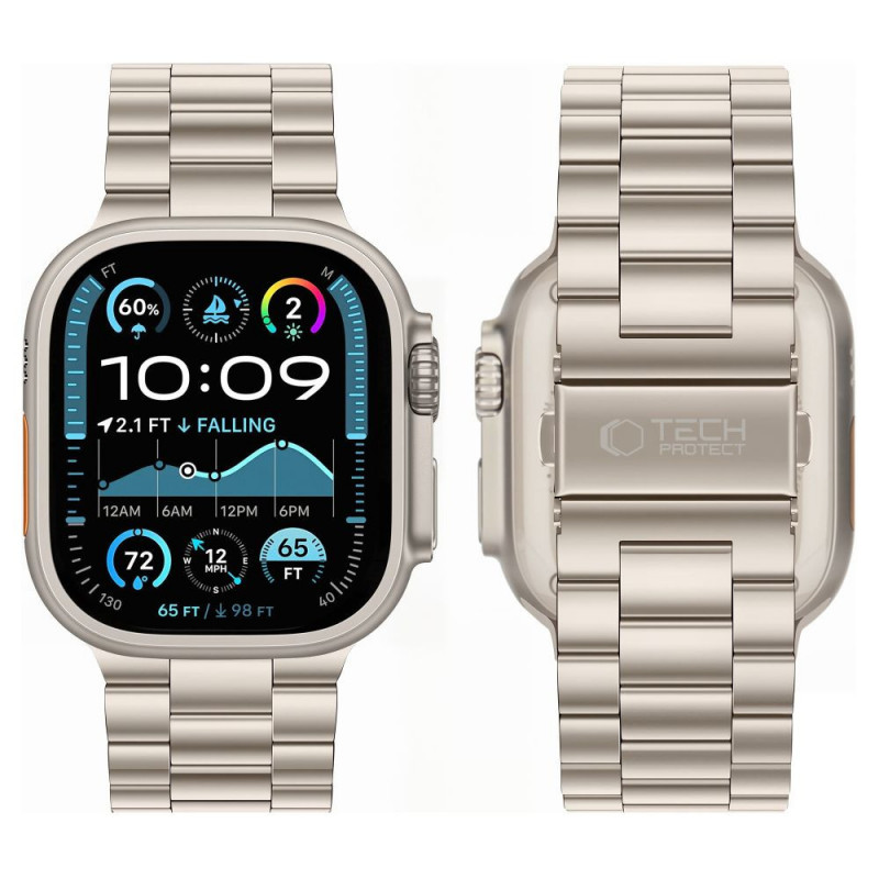 Tech-Protect Ανοξείδωτο ατσάλινο λουράκι για Apple Watch 8 / 9 / 10 / 11 / 12 / SE / Ultra (44 / 45 / 46 / 49 mm), Starlight
