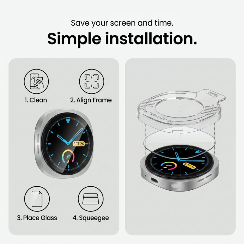 Tech-Protect Easy Set+ Διαφανές Γυαλί για Samsung Galaxy Watch 8 / 9 40 mm (2 τεμ.)