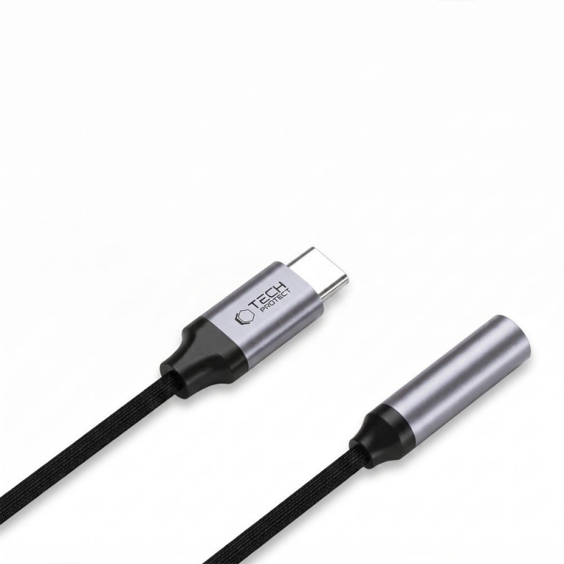Tech-Protect Ultraboost προσαρμογέας DAC USB-C σε 3.5 mm mini jack, σιδερένιο γκρι