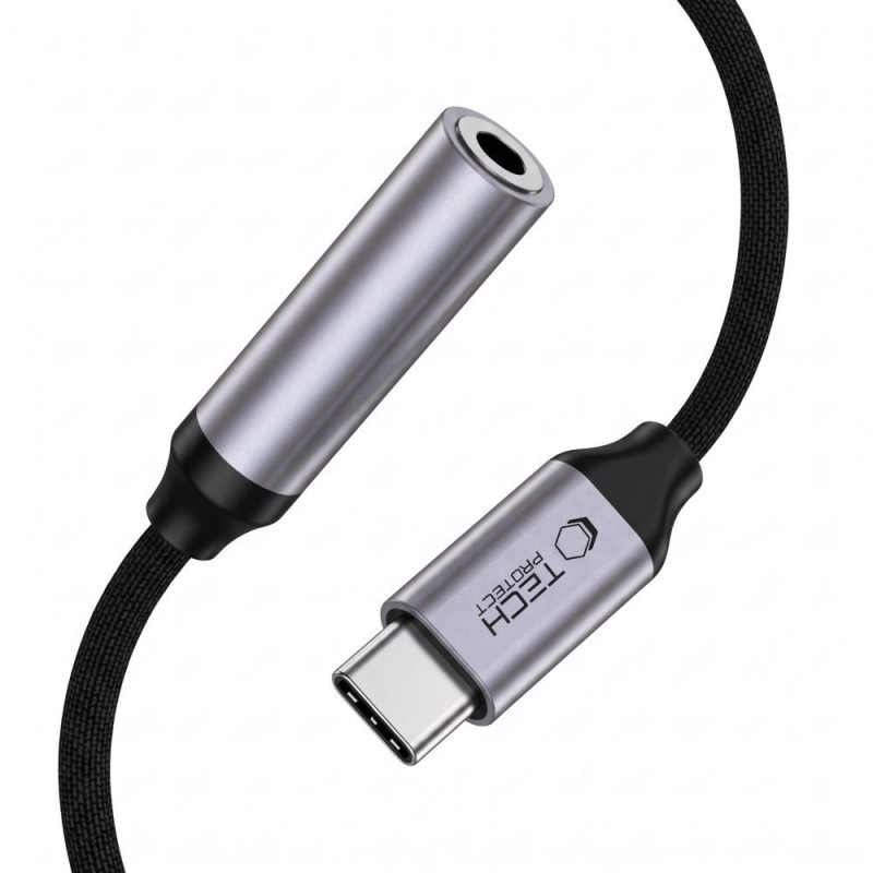 Tech-Protect Ultraboost προσαρμογέας DAC USB-C σε 3.5 mm mini jack, σιδερένιο γκρι