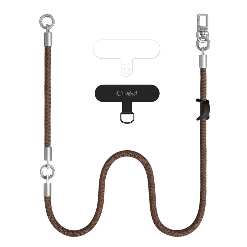 Σετ λουριών crossbody και καρπού Tech-Protect C10S Rope, καφέ καρυδιά/τιτάνιο