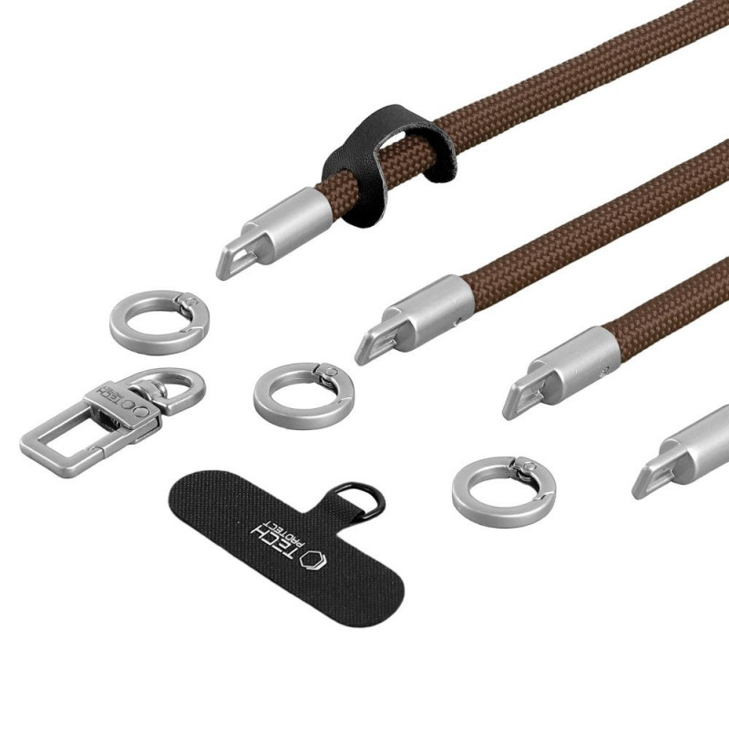 Σετ λουριών crossbody και καρπού Tech-Protect C10S Rope, καφέ καρυδιά/τιτάνιο