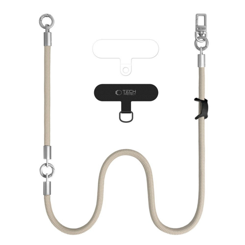 Σετ ιμάντα crossbody και καρπού Tech-Protect C10S Rope, μπεζ ερήμου/τιτάνιο