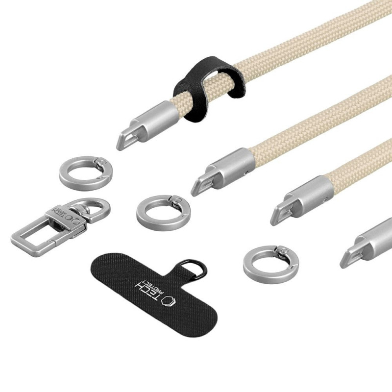 Σετ ιμάντα crossbody και καρπού Tech-Protect C10S Rope, μπεζ ερήμου/τιτάνιο