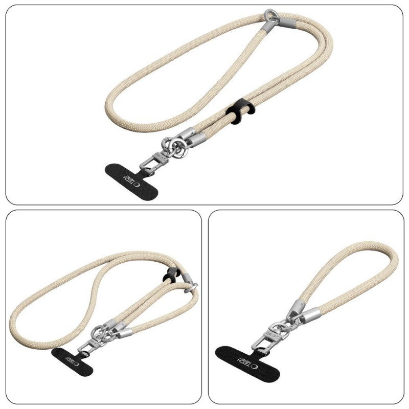 Σετ ιμάντα crossbody και καρπού Tech-Protect C10S Rope, μπεζ ερήμου/τιτάνιο