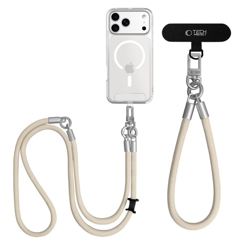 Σετ ιμάντα crossbody και καρπού Tech-Protect C10S Rope, μπεζ ερήμου/τιτάνιο