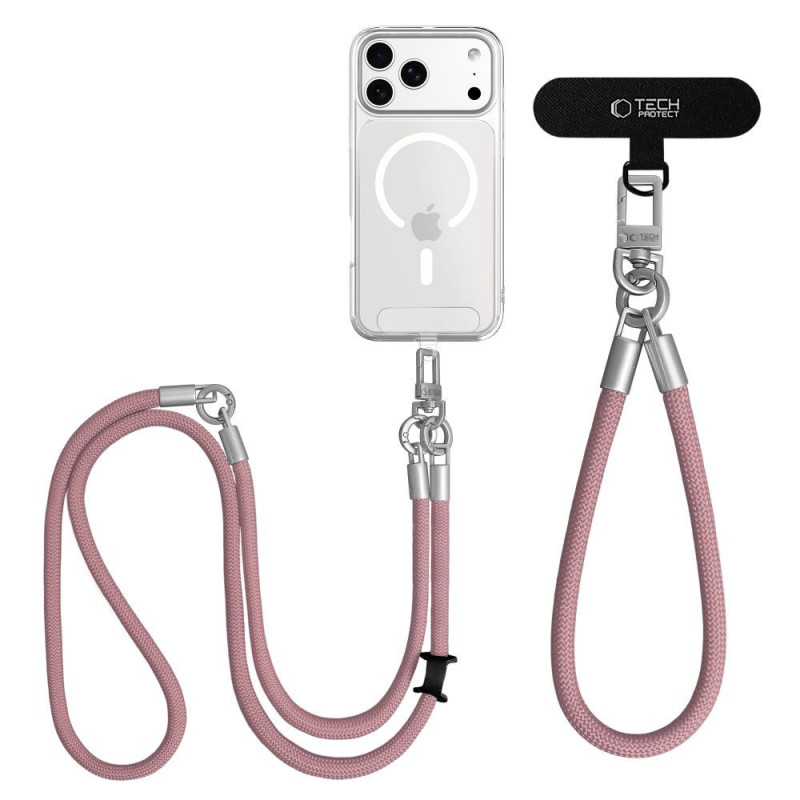 Σετ λουριών Tech-Protect C10S Rope Crossbody & Wrist, Dusty Rose/Titanium