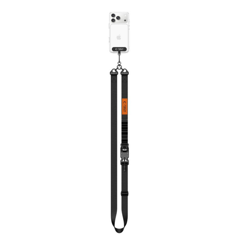 Tech-Protect C9S Rope Crossbody Λουρί Τηλεφώνου, Μαύρο/Πορτοκαλί