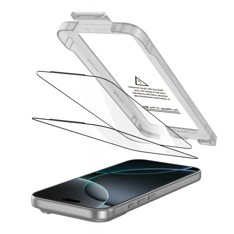 Tech-Protect Quick Set+ Προστατευτικό Οθόνης από Σκληρυμένο Γυαλί για Apple iPhone 17 Pro Max, Μαύρο (2 τεμ.)