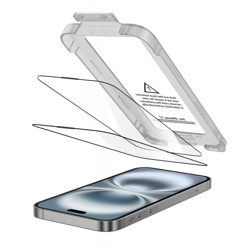 Tech-Protect Quick Set+ THP4498 Προστατευτικό Οθόνης από Σκληρυμένο Γυαλί για Apple iPhone 17, Μαύρο (2 τεμ.)
