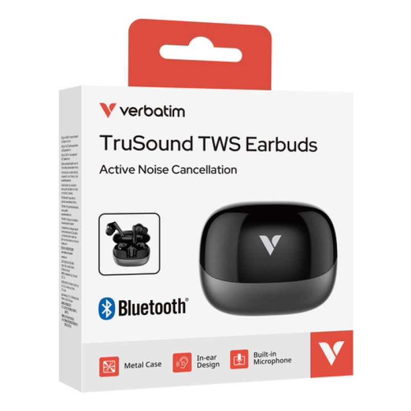 Verbatim TruSound Ακουστικά Earbuds με ANC, Μαύρα