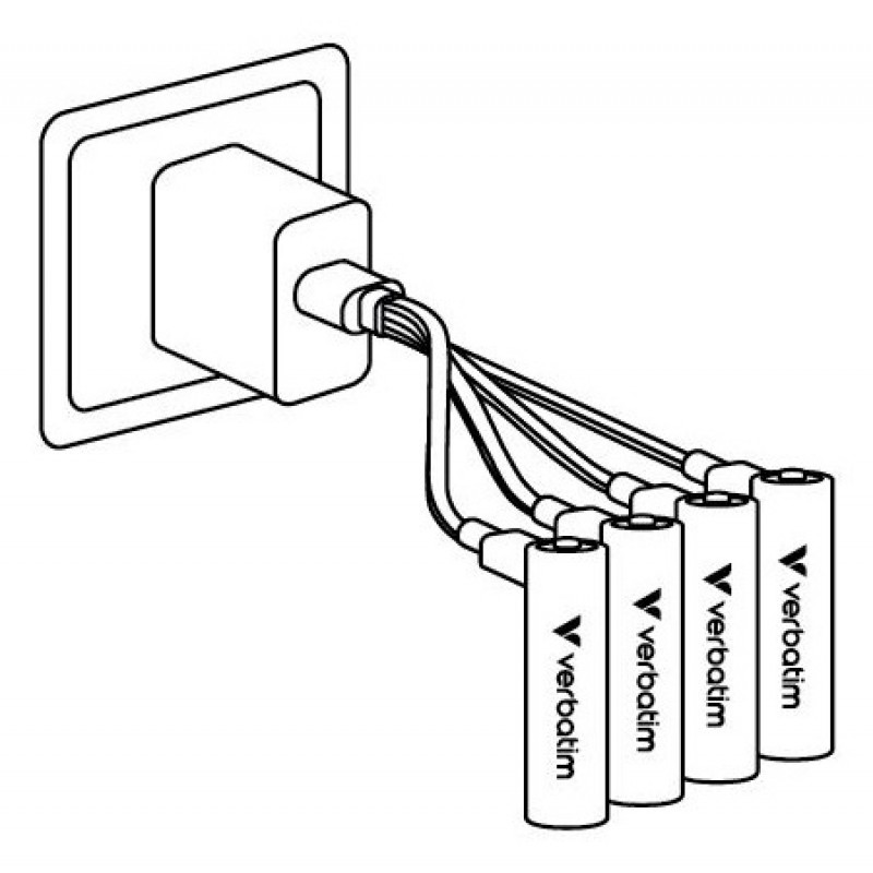 Verbatim 30249 Επαναφορτιζόμενες μπαταρίες USB-C Li-ion AA 2100 mAh (4 τεμ.)
