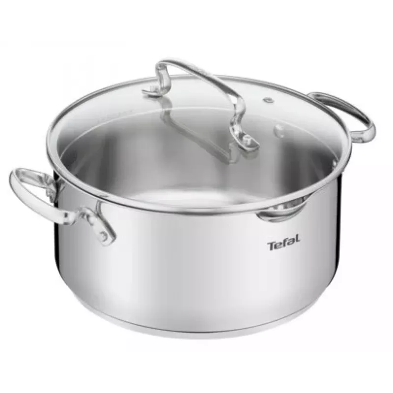 Κατσαρόλα Tefal Duetto+ G7194655, Στρογγυλή, Ανοξείδωτο Ατσάλι, 24 cm, Γυάλινο Καπάκι