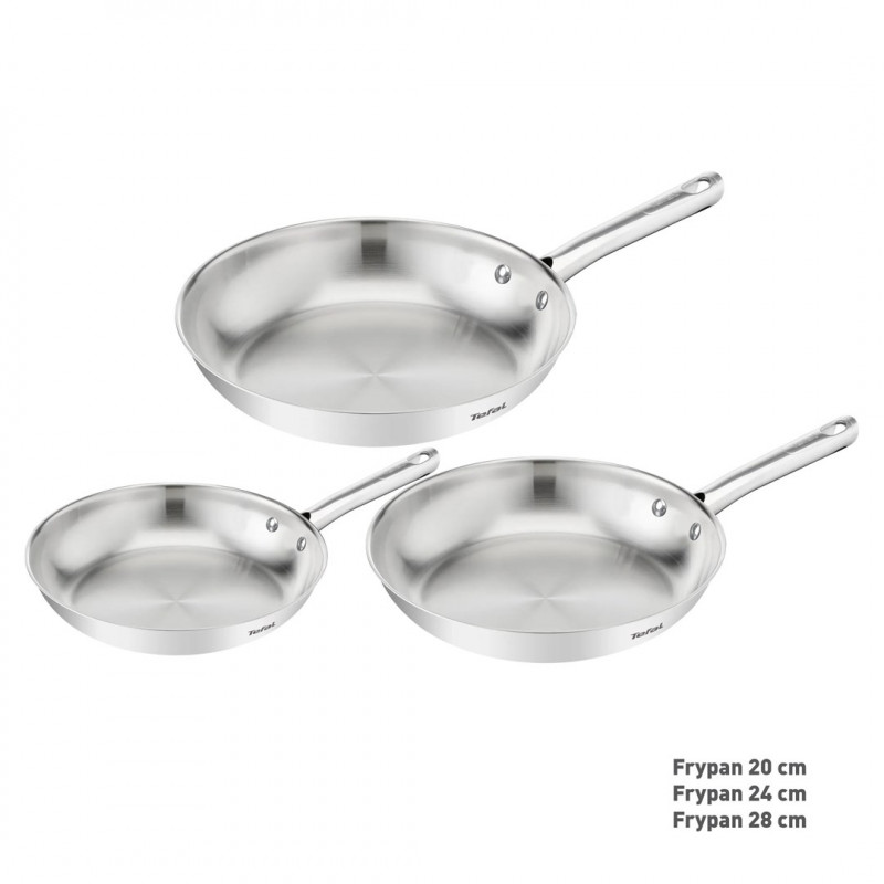 Σετ τηγανιών Tefal Duetto On B866S334, 3 τεμ., 20/24/28 cm, ανοξείδωτο ατσάλι