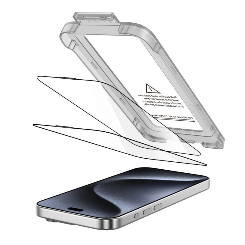 Tech-Protect Quick Set+ Ενισχυμένο Γυαλί για Apple iPhone 15 Pro (2 τεμ.), Μαύρο