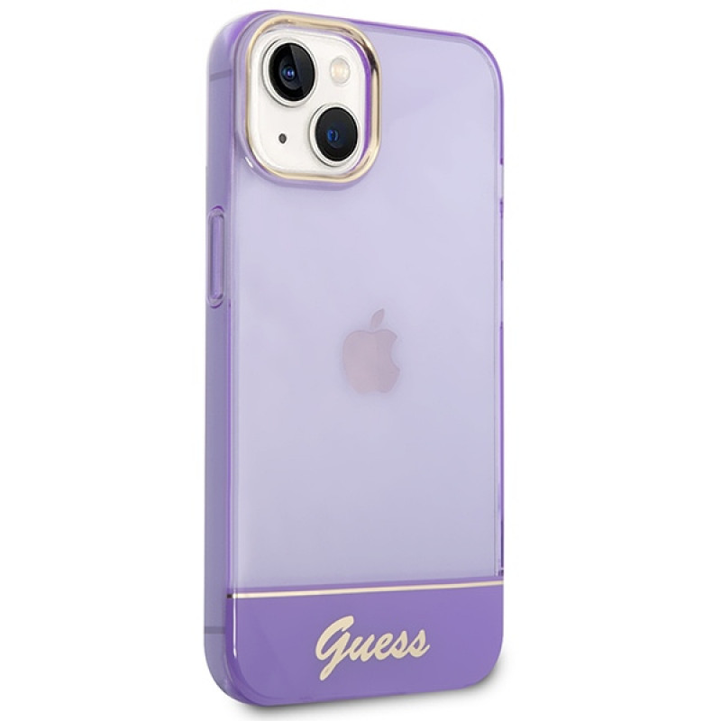 Guess GUHCP14SHGCOU Διαφανής Σκληρή Θήκη για Apple iPhone 14 / 15 / 13 6.1 ίντσες, μωβ