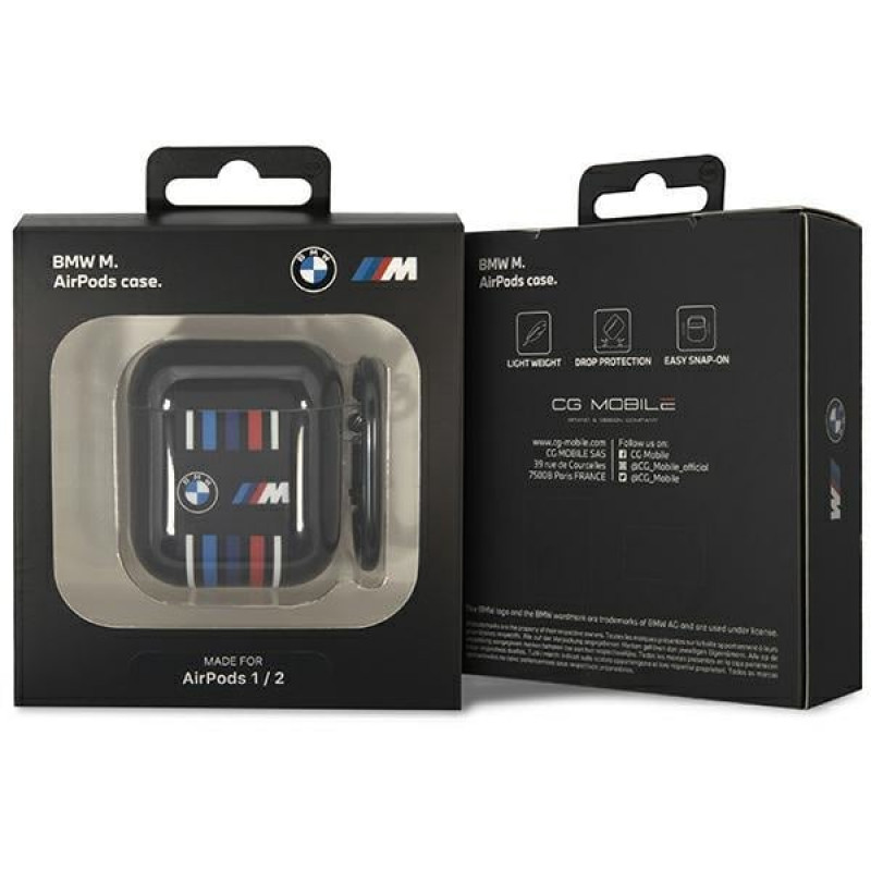Θήκη BMW BMA222SWTK Multiple Colored Lines για Apple AirPods 1/2, μαύρη