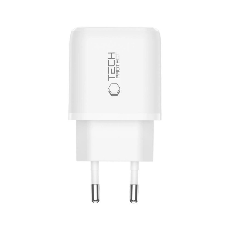 Tech-Protect NCA30 Φορτιστής Τοίχου USB-A, USB-C PD 30W / QC3.0, Λευκός