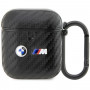 Θήκη BMW BMA2WMPUCA2 Carbon Double Metal Logo για Apple AirPods 1/2, μαύρη