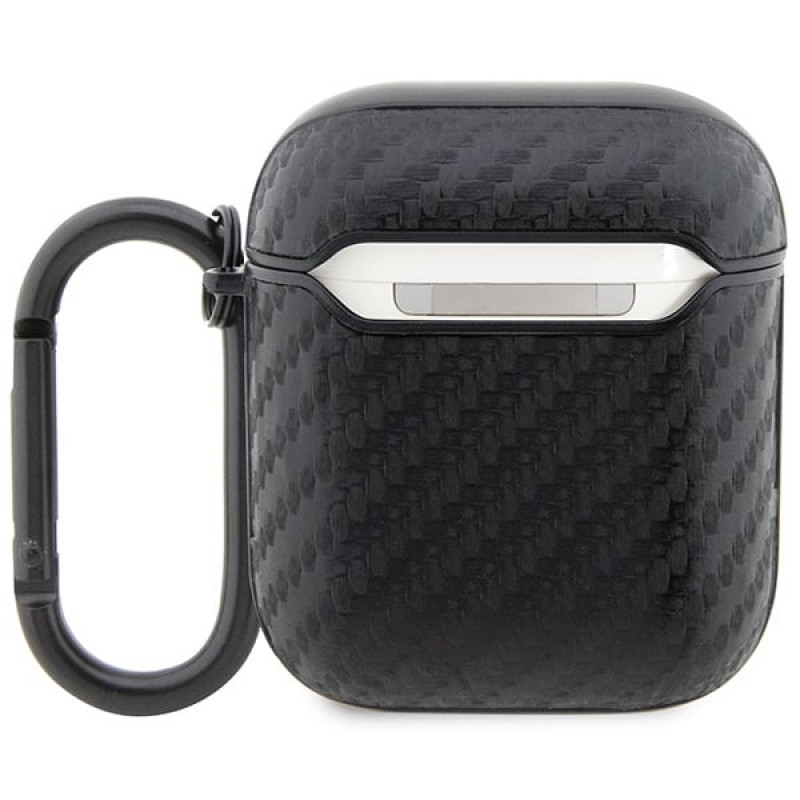 Θήκη BMW BMA2WMPUCA2 Carbon Double Metal Logo για Apple AirPods 1/2, μαύρη