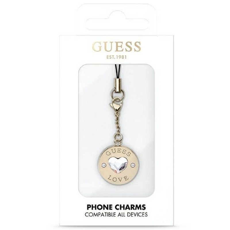 Guess GUCPMHGLD Heart Diamond Charm λουράκι τηλεφώνου με στρας, χρυσό
