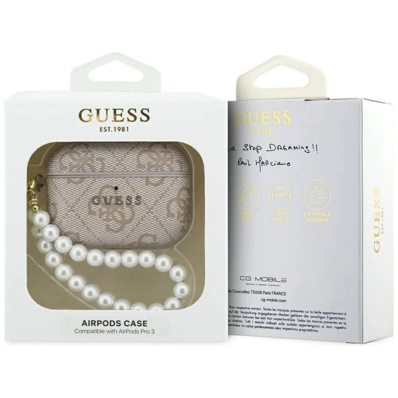 Θήκη Guess 4G Pearl Strap για Apple AirPods Pro 3, ροζ