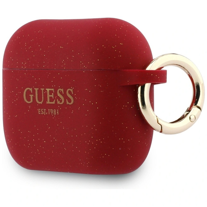 Θήκη Guess Silicone Glitter Ring για Apple AirPods Pro 3, φούξια