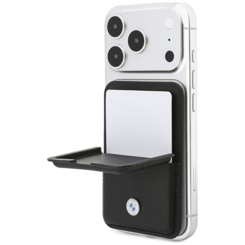 Πορτοφόλι BMW Carbon Metal Logos MagSafe, μαύρο