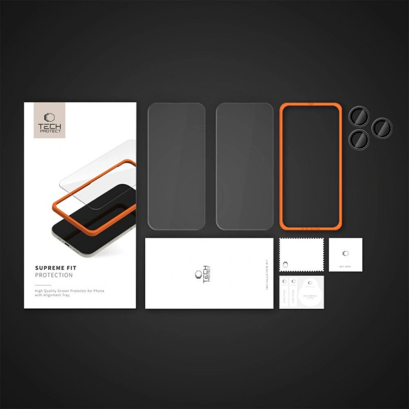 Tech-Protect Supreme Set Ενισχυμένο Γυαλί για Apple iPhone 16 Pro Max, Διαφανές (3 τεμ.)