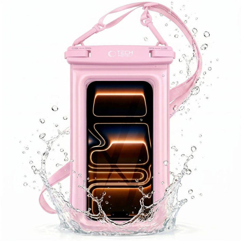 Tech-Protect UWC7 Universal Αδιάβροχη Πλωτή Θήκη για Smartphones έως 6.9", Ροζ