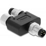 Delock 60858 M8 διακλαδωτής Y A-coded 4 pin, 1 x αρσενικό σε 1 x αρσενικό και 1 x θηλυκό
