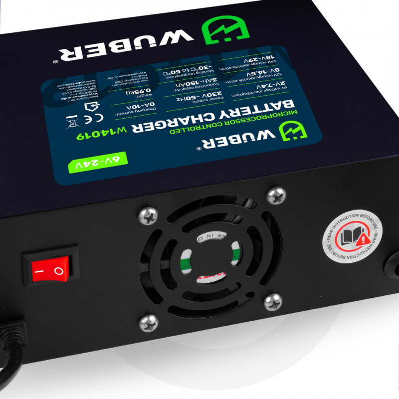 Wuber W14019 Φορτιστής Μπαταρίας με Μικροεπεξεργαστή, 6/8/12/14/16/24 V, 10 A