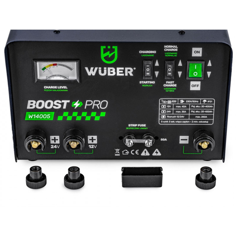 Wuber W14005 Φορτιστής μπαταρίας αυτοκινήτου με jump start, 40 A, 12 V/24 V