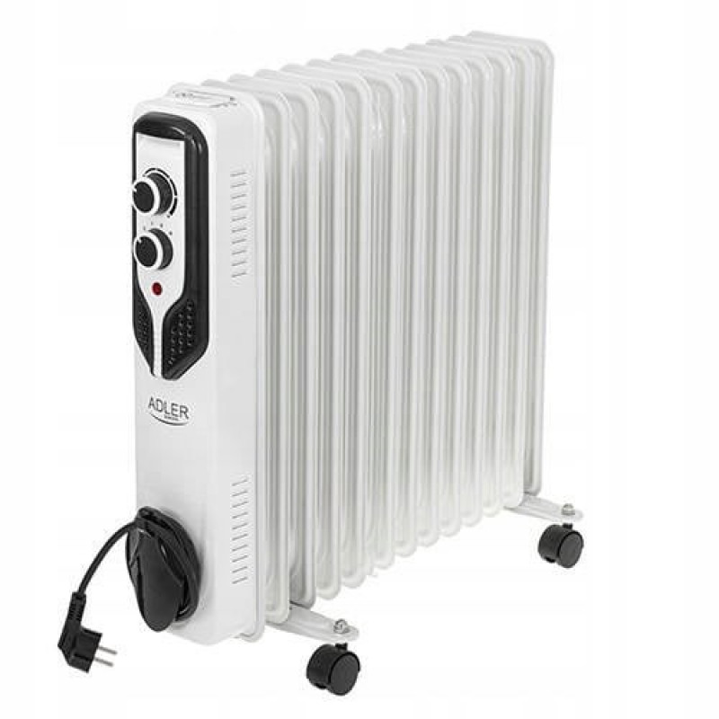 Θερμοπομπός λαδιού Adler AD 7818, 2500 W, 3 επίπεδα ισχύος, 13 πτερύγια, λευκός