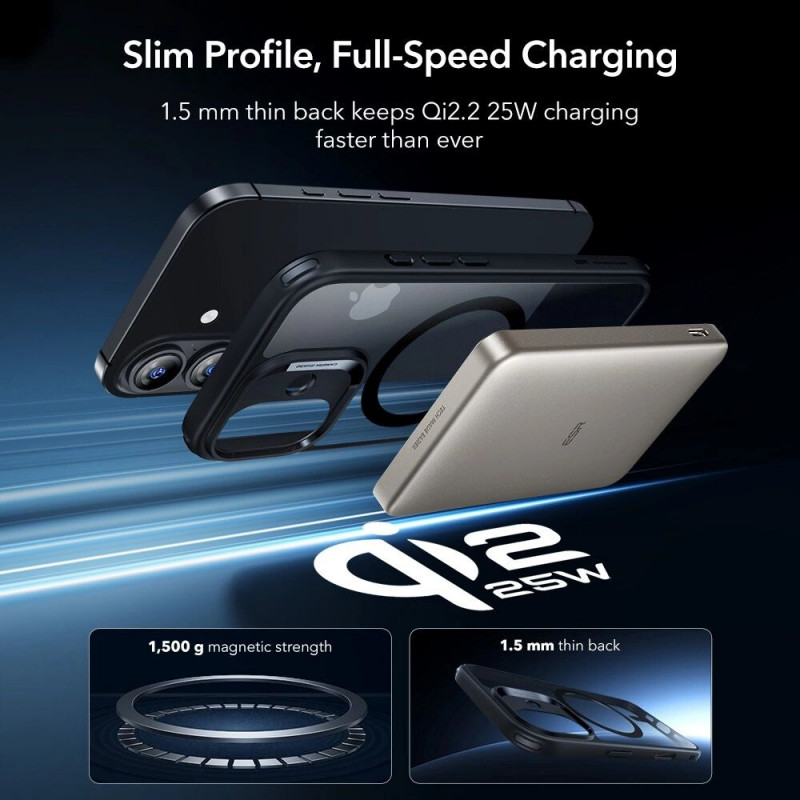 Θήκη ESR Classic Hybrid MagSafe με Tempered Glass για Apple iPhone 17, Διάφανη/μαύρη