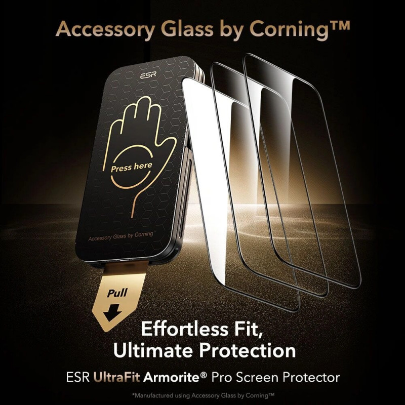 ESR UltraFit Armorite Pro Ενισχυμένο Γυαλί για Apple iPhone 16 Pro / 17, Διαφανές, Γυαλί από Corning (ESR926)