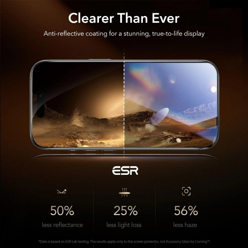 ESR UltraFit Armorite Pro Ενισχυμένο Γυαλί για Apple iPhone 16 Pro / 17, Διαφανές, Γυαλί από Corning (ESR926)