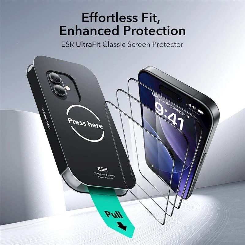 ESR UltraFit Ενισχυμένο Γυαλί για Apple iPhone 16 Pro / 17, Διαφανές (2 τεμ.) (ESR922)