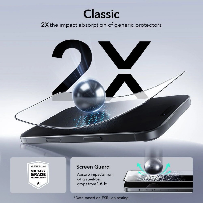 ESR UltraFit Ενισχυμένο Γυαλί για Apple iPhone 16 Pro / 17, Διαφανές (2 τεμ.) (ESR922)