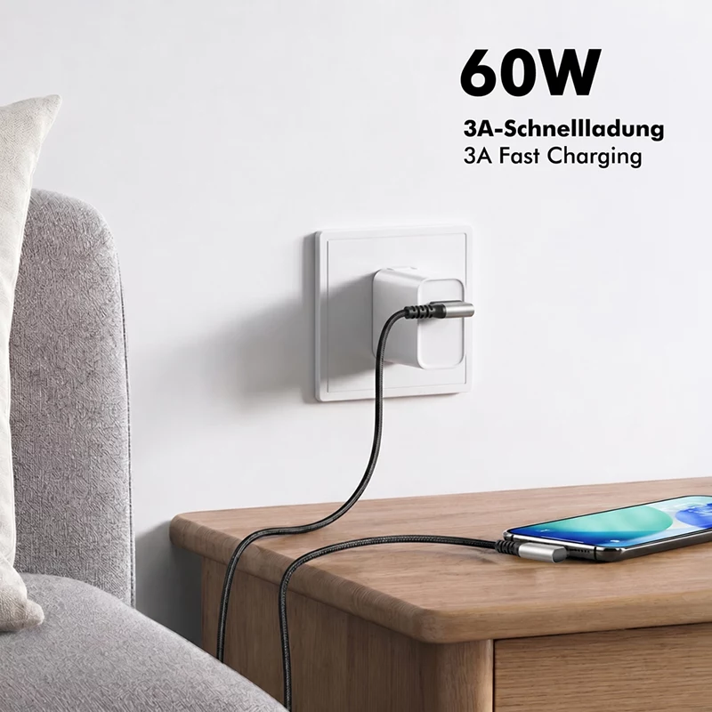 Καλώδιο LogiLink CU0471 USB 3.2 Gen1 Type-C, A/M 90° σε C/M 90°, 5 Gbps, 60W, μεταλλικό, ασημί/μαύρο, 1 m