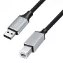 Καλώδιο USB 2.0 Logilink CU0107, USB-A/ αρσενικό σε USB-B/ αρσενικό, 480 Mbps, νάιλον, μέταλλο, μαύρο/ασημί, 2 m