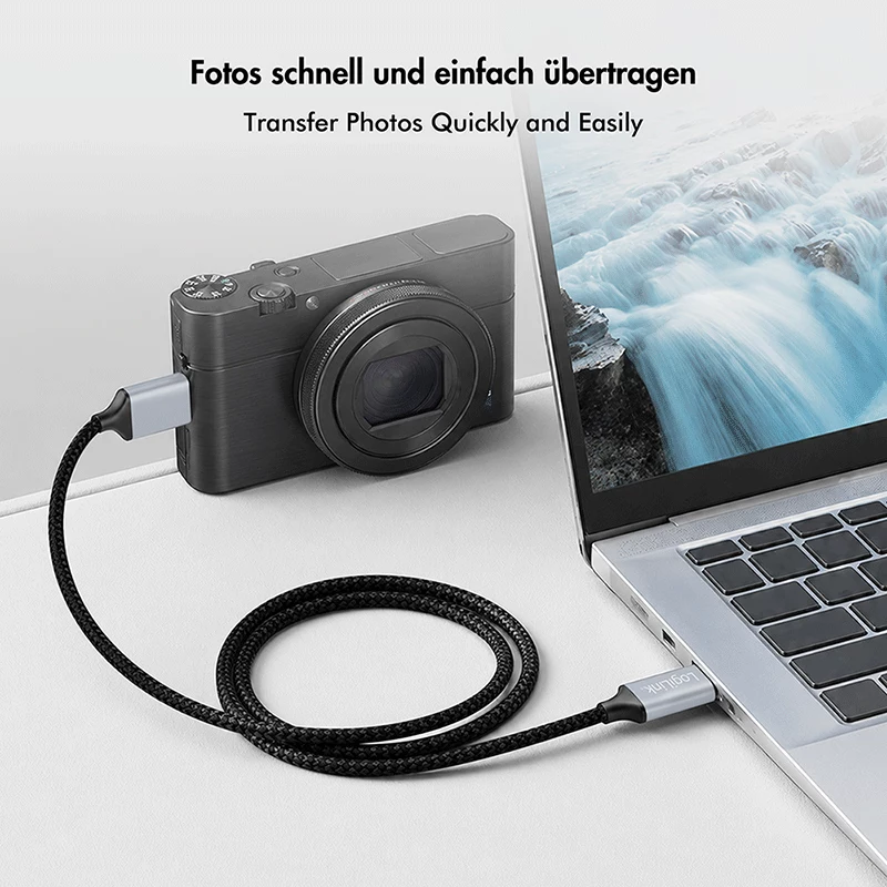 Καλώδιο USB 3.2 Gen1 Type-C Logilink CU0198, C/M σε Micro-USB/M, 5 Gbps, νάιλον, μέταλλο, μαύρο/ασημί, 1 m