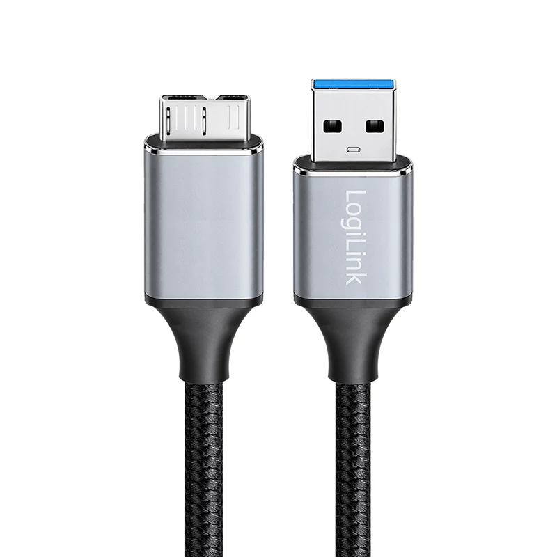 Καλώδιο USB 3.0 Logilink CU0291, A/M σε Micro-USB/M, 5 Gbps, νάιλον, μέταλλο, μαύρο/ασημί, 2 m