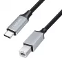 Καλώδιο Logilink CU0515 USB 2.0 Type-C, C/M σε B/M, 480 Mbps, νάιλον, μέταλλο, μαύρο/ασημί, 2 m