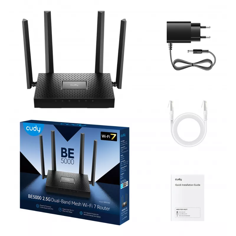 Δρομολογητής Mesh CUDY WR5000 BE5000 2.5G Wi-Fi 7, 4.32 Gbps