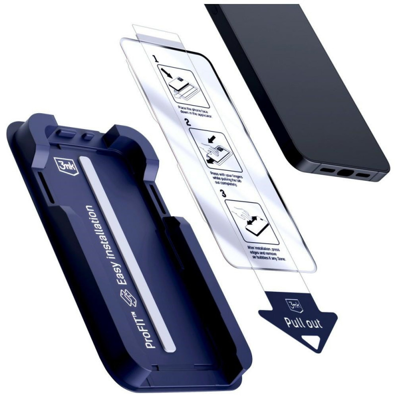 3MK HardGlass Max σκληρυμένο γυαλί με εφαρμογέα για Apple iPhone 13 / 13 Pro / 14 / 16e / 17e, μαύρο