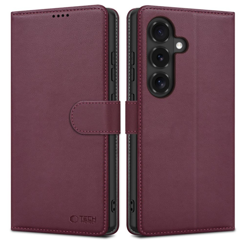 Θήκη πορτοφόλι Tech-Protect για Samsung Galaxy S26 FE, βουργουνδί